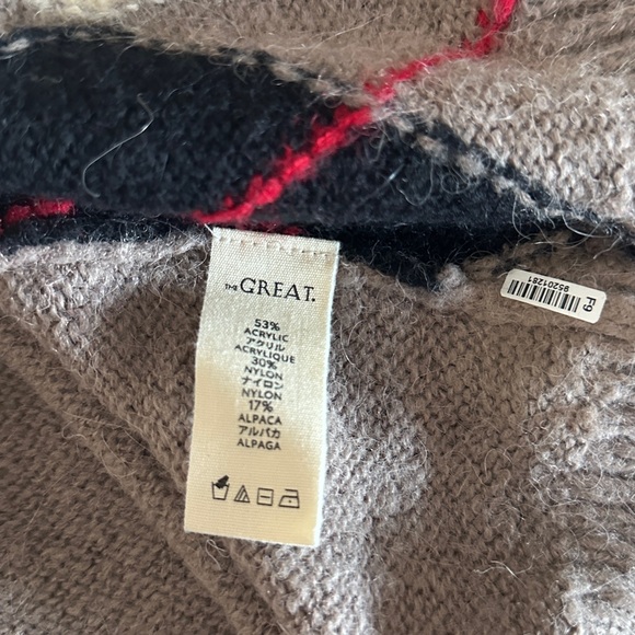 The Great Argyle Crewneck Sweater Tan Red Black - Picture 10 of 12